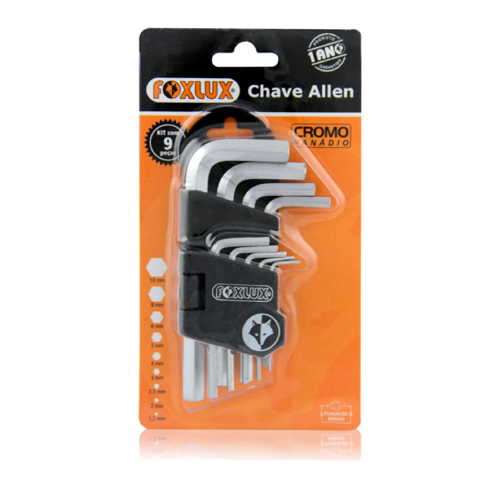 JOGO CHAVE 47.26 ALLEN 1.5 - 10MM 9PCS FOXLUX - Cosama Mobile