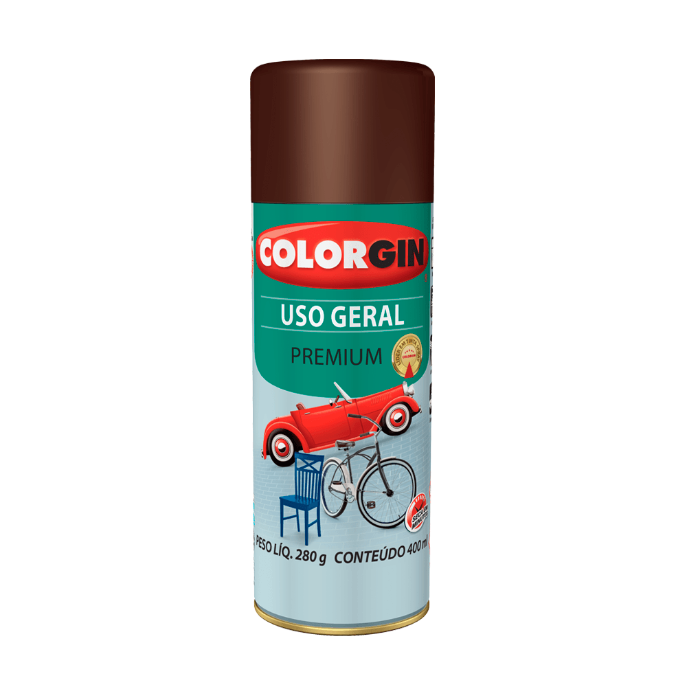 Tinta Spray Uso Geral Acabamento Brilhante Cor Marrom Café 400ml 54025 - Colorgin
