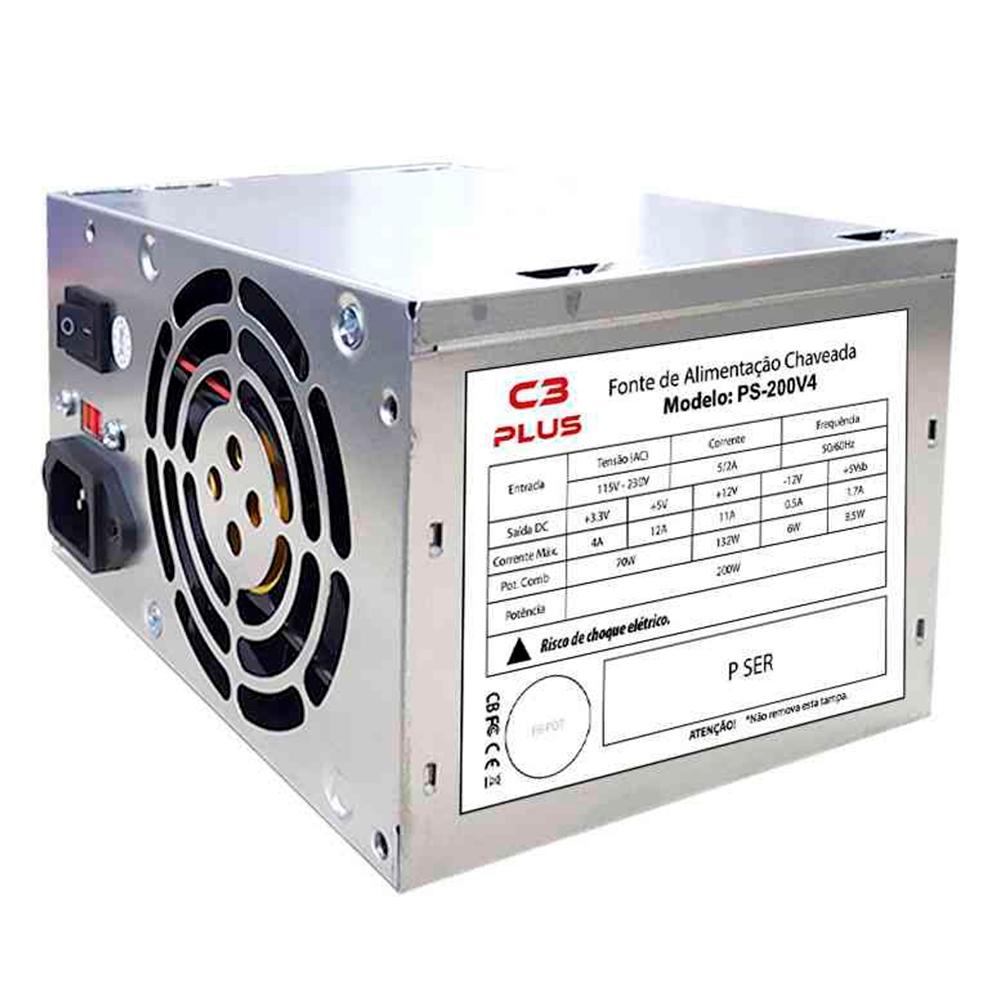 Fonte ATX PS200V4 200W Sem Cabo C3 Tech